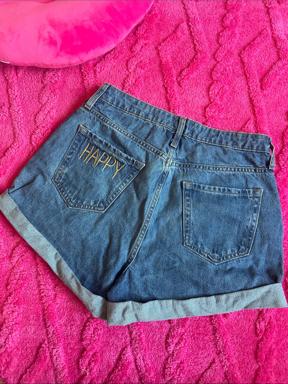 Denim 'Happy' High-Waist Women’s Shorts - Blue